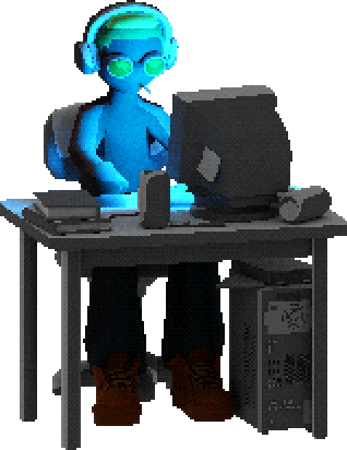 Citizen of Callista at a computer